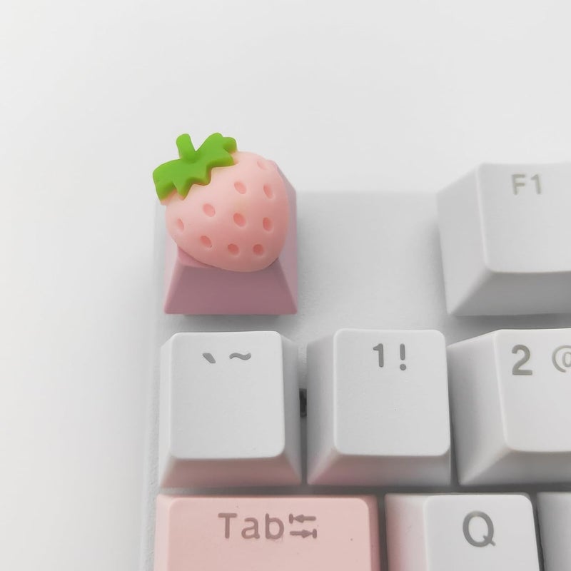 Elacgap Personalized Cute Pink Keycap Handmade OEM Profile DIY Custom Keycap for Mechanical Keyboard MX Switch (Strawberry) - Image 3